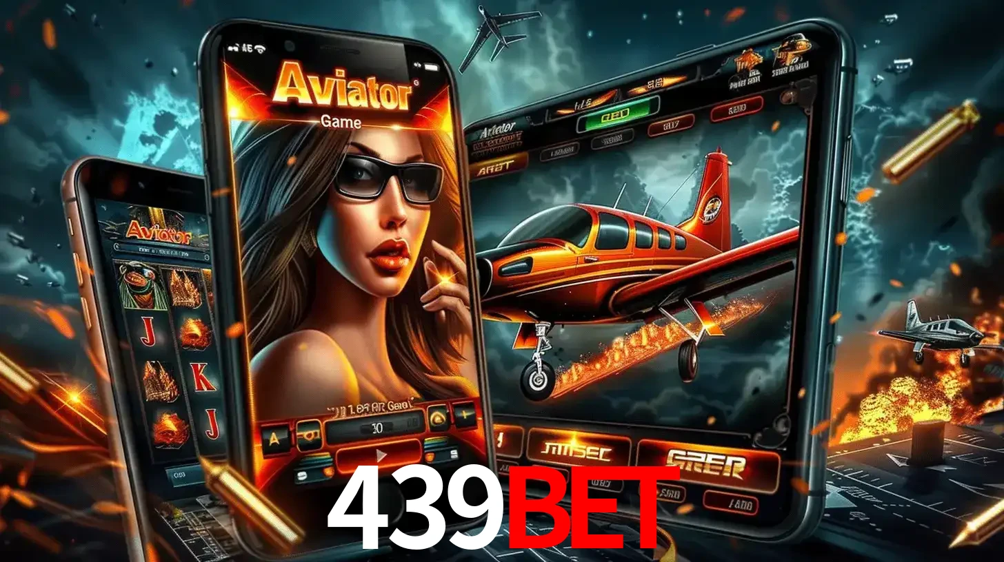 O popular jogo de apostas Aviator exibido em vários celulares e tablets, mostrando a interface emocionante e a ação de voo disponíveis para jogar agora no 439bet.